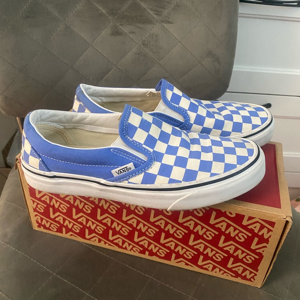 Blue checkered Vans